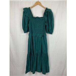 Sea New York Women's Sibylle Ruffled Smocked Midi Dress Green Size M